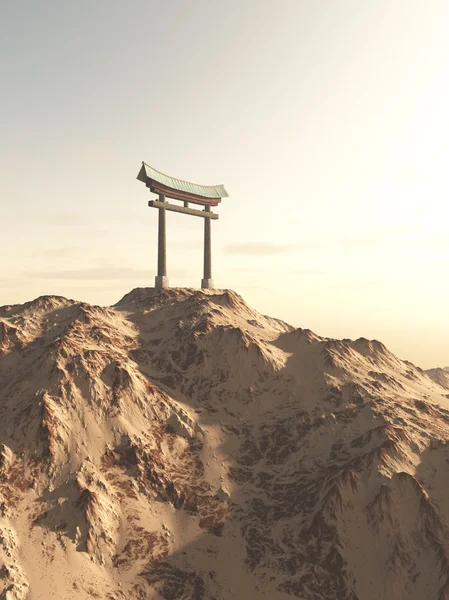 Portão Torii japonês em uma montanha solitária — Fotografia de Stock