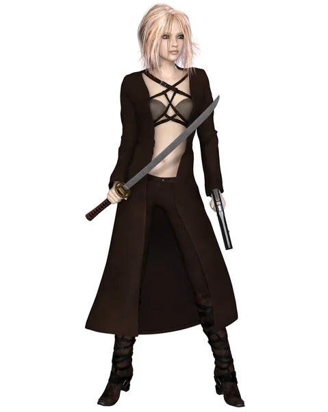 Blonde Female Bounty Hunter — Stock Photo, Image