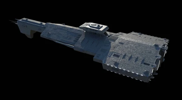 Світловий Космічний Корабель Battle Cruiser Вид Зверху Ліворуч Цифровому Форматі — стокове фото