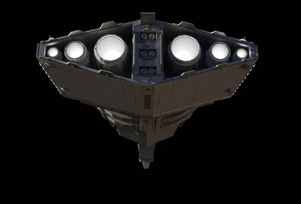 Light Spacehip Battle Cruiser Задній Вид Знизу Цифровому Форматі Ілюстрація — стокове фото