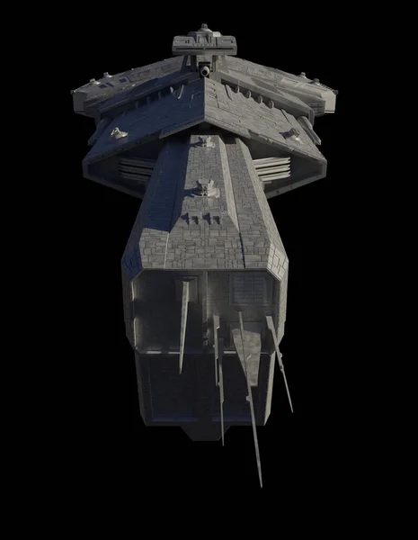 Light Spaceship Battle Cruiser - Front View from Above, 3d digitally rendered science fiction illustration