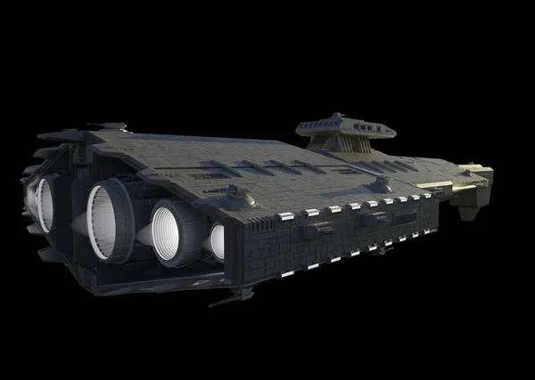 Light Spaceship Battle Cruiser Rechts Achteraanzicht Digitaal Weergegeven Science Fiction — Stockfoto