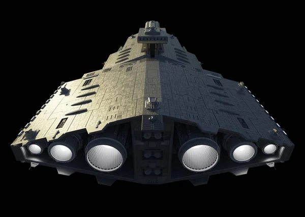 Light Spaceship Battle Cruiser Achteraanzicht Van Boven Digitaal Weergegeven Sciencefiction — Stockfoto