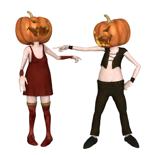 Halloween Goblins Pumpkin Heads Цифровому Вигляді Ілюстрації Фантазії — стокове фото