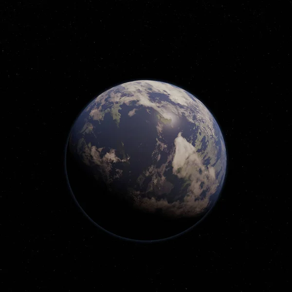 Blauer Alien Planet Mit Sternenfeld Hintergrund Digital Gerenderte Science Fiction — Stockfoto