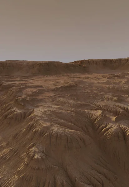 Martian Landscape Eroded Terrain Digitaal Weergegeven Sciencefiction Illustratie — Stockfoto