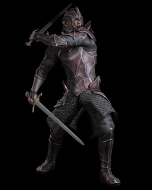 karanlık fantezi knight ile iki kılıç