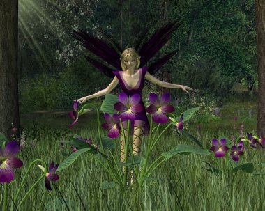 Violet Fairy in Spring Woodland clipart