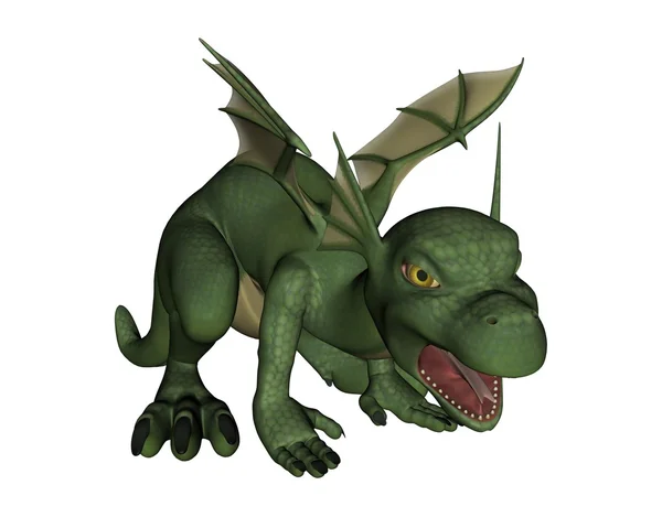 Cute Toon-Style Baby Dragon - growling — Stock Photo, Image