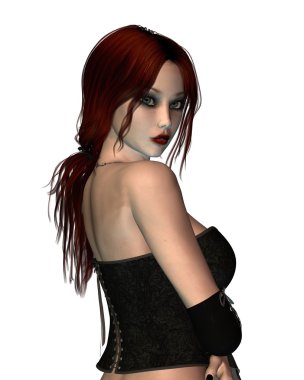 Kızıl saçlı Goth kadında yakın çekim