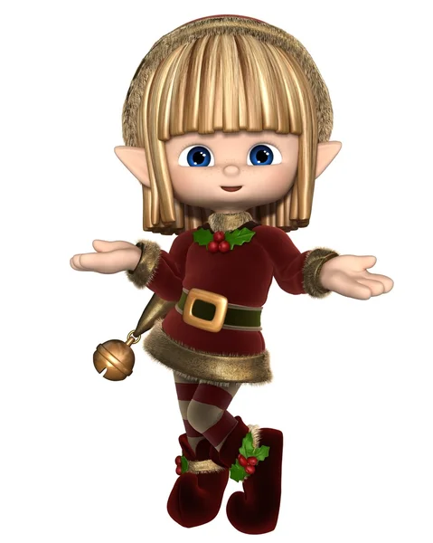 Söta glada Toon Christmas Elf — Stockfoto