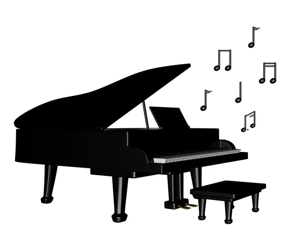 Gran Piano con Notas Musicales — Foto de Stock