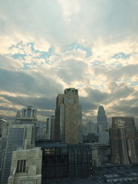 Città futura dopo la tempesta — Foto Stock