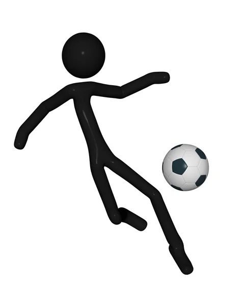 Stick Man playing football or soccer — Stock Photo, Image