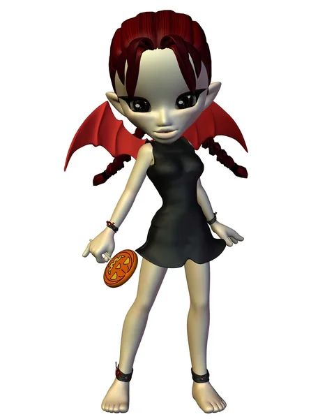 Cute Toon Halloween Devil with Lollipop — Stock Photo, Image