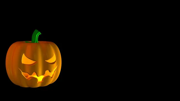 Cartoon Halloween pumpkin rendered on black with copyspace — Stock Photo, Image