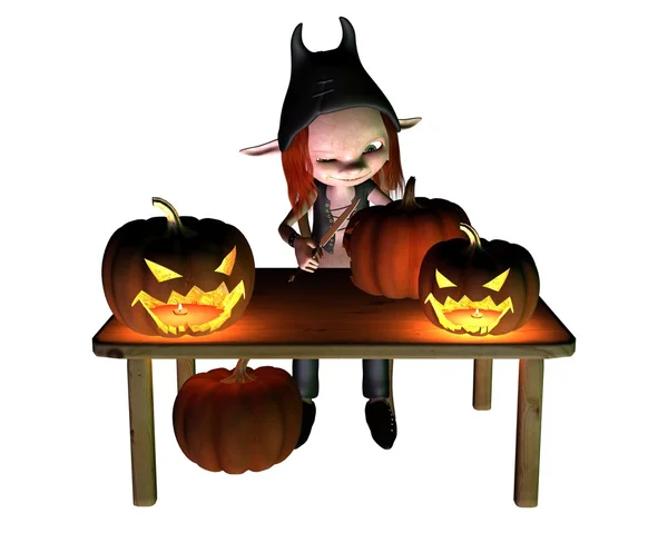 Carving Halloween pompoen lantaarns — Stockfoto