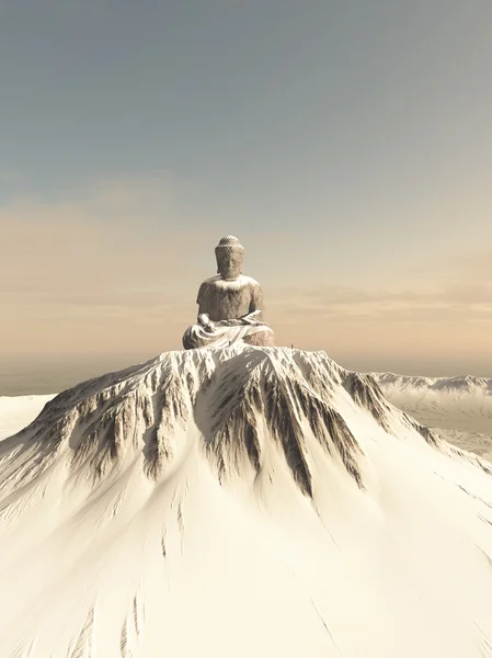 Snön täckte berg Buddha — Stockfoto