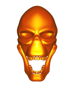 Kırmızı altın metal uzaylı kafatası - Önden Görünüm