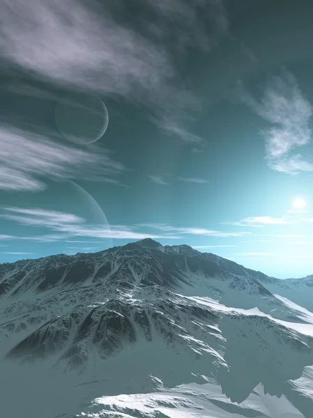 Montañas de un planeta alienígena — Foto de Stock