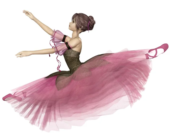 Pink Flower Ballerina Leaping — Stock Photo, Image