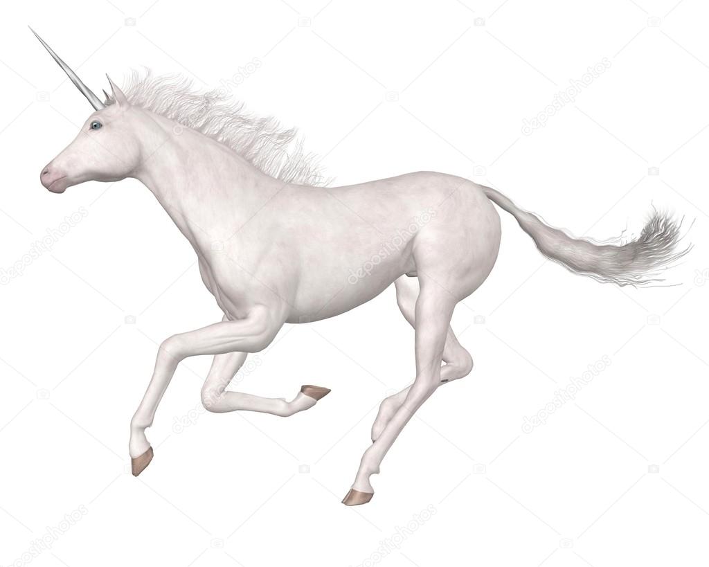 Magisk hvit enhjørning - galopperende – stockfoto © algolonline #86041082, image size:1024x819