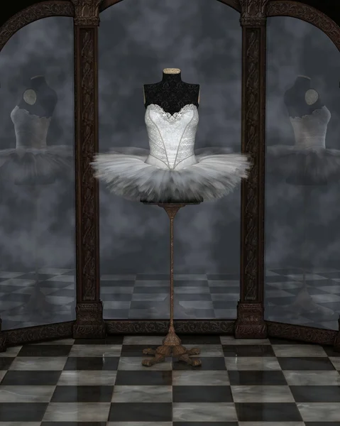Vit klassisk balett Tutu reflektioner — Stockfoto