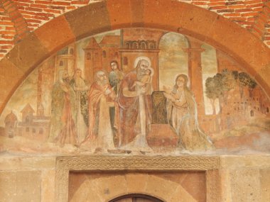 Giriş için Kilisesi Saint Gayane (7.Asır) yukarıda Ermenistan'da fresco.