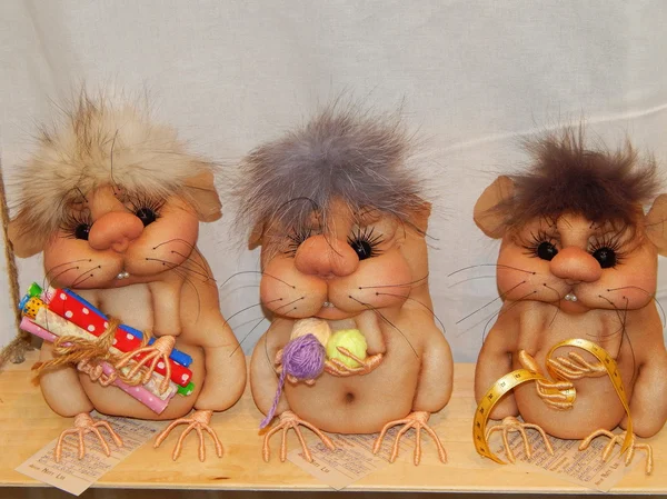 Hamsters - craftsmen. Crafts. Collectible author's dolls. The 10th International Dols Salon, Moscow. October, 2014. — Stock Photo, Image