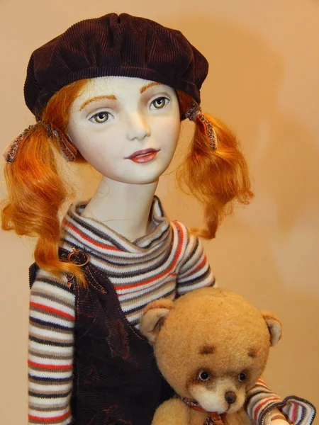 Crafts. Collectible author's dolls. The 10th International Dolls Salon, Moscow. October, 2014. — Stock Photo, Image