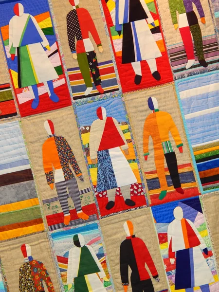 Artesanía. Parte de un panel de patchwork hecho a mano. Un proyecto de exposición internacional "Grand Textile", Moscú. noviembre, 2014 . — Foto de Stock