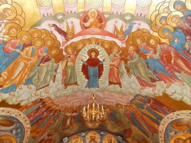 Kilise, İsa'nın doğuşu, kutsal bakire Meryem tavanda boya.