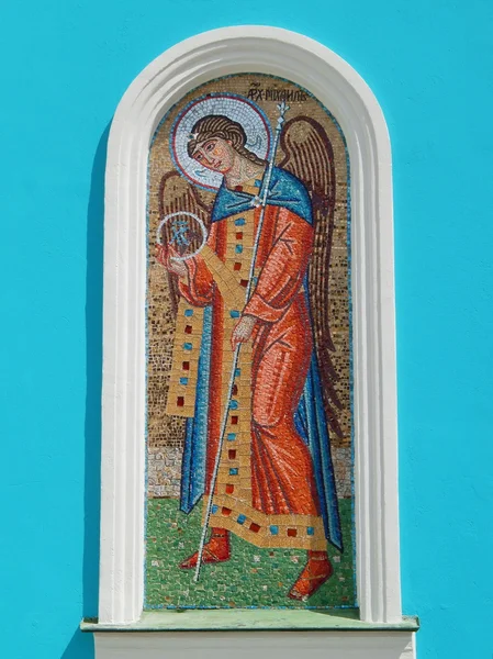 Sebuah ikon mosaik di dinding gereja . — Stok Foto