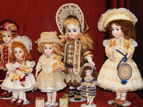 Collectible dolls at the international Salon of collectible dolls in Moscow.