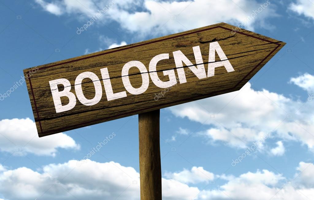 Cartel de madera de Bolonia, Italia — Foto de stock © filipefrazao