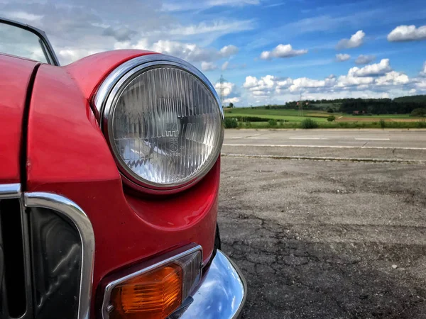 Närbild Framsidan Klassisk Brittisk Roadster Strålkastare — Stockfoto