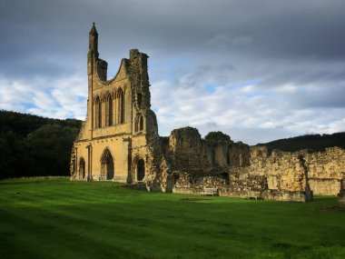 Byland Abbey, Kuzey Yorkshire kırsalında harabe. 