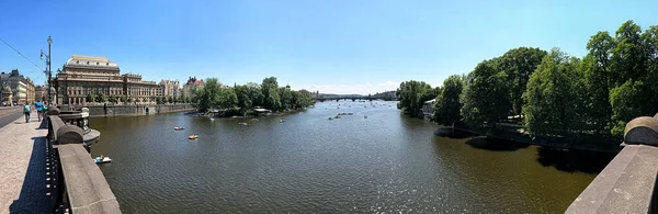 Utsikt Från Bron Panoramautsikt Över Sammanflödet Floder Prag — Stockfoto