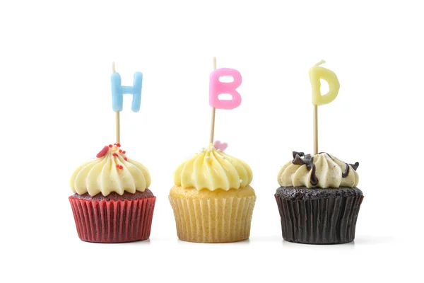 Födelsedag cupcake med ljus — Stockfoto