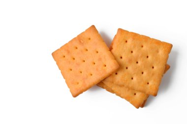 Beyaz arkaplanda tereyağlı kraker