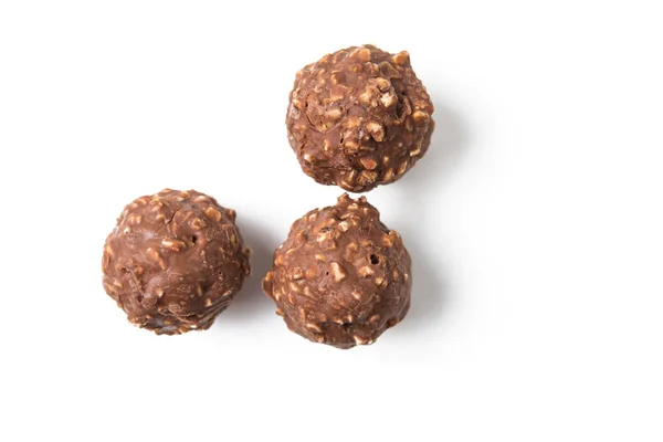 Čokoládové koule izolovaných na bílém — Stock fotografie