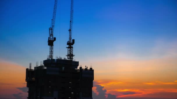 Construction at sunset, time lapse — Stock Video