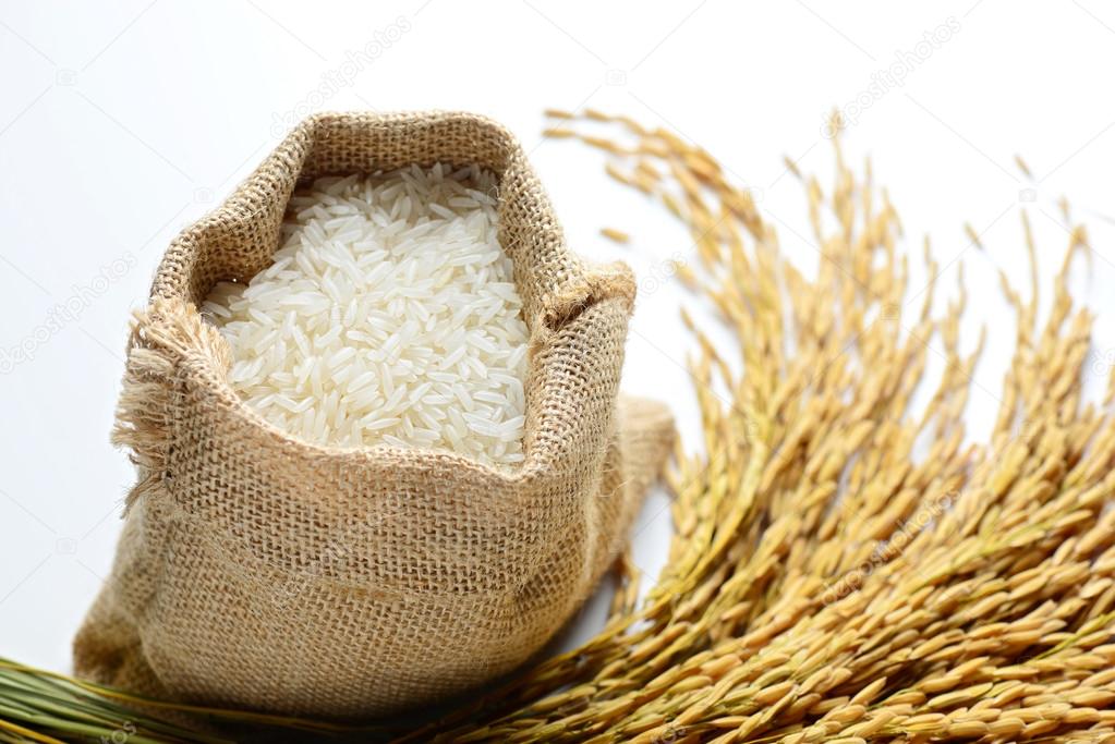 rice in burlap sack