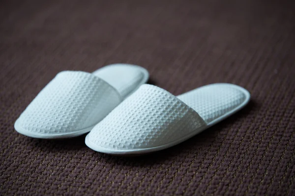 Hotel white slippers — Stock Photo, Image