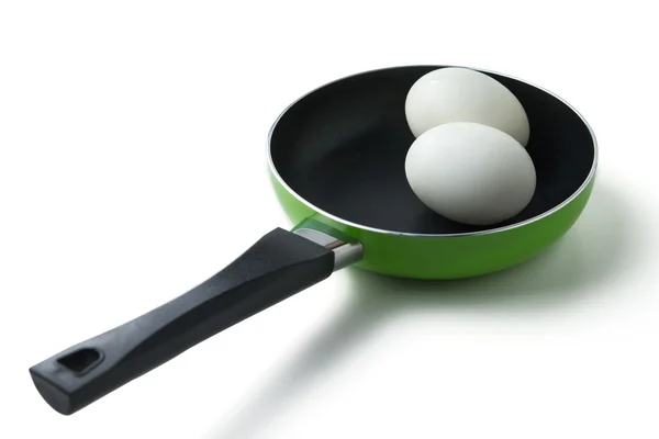 Ouă într-o tigaie de bucătărie — Fotografie, imagine de stoc