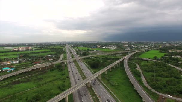 Flygfoto över freeway — Stockvideo