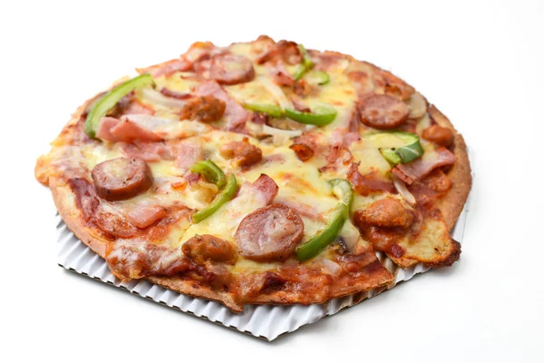 Pizza ham on white background — Stock Photo, Image