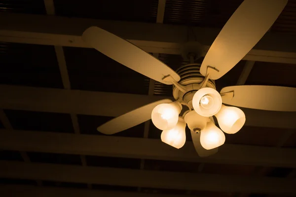 Vintage deco ceiling lamp and fan — Stock Photo, Image