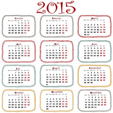 2015 yılı için etnik basit takvim