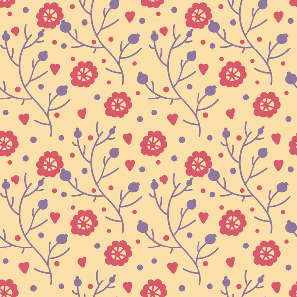 落書き花とかわいいのシームレスなパターン — ストックベクタ
